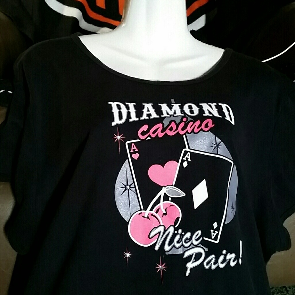 PLUS SIZE LUCKY DIAMOND CASINO  TEE